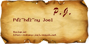 Páhány Joel névjegykártya